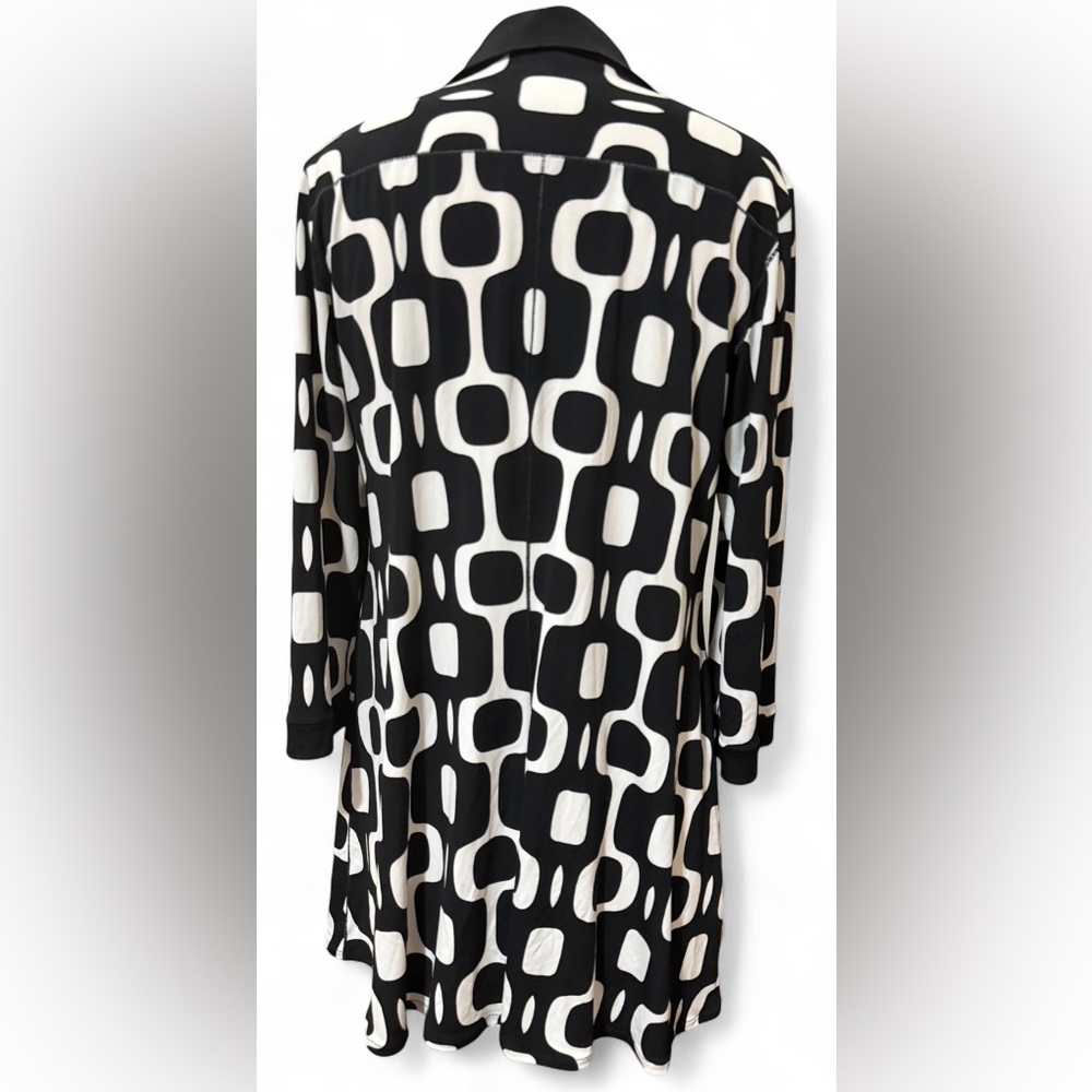Patchington Black White Geometric Knit Cardigan Women’s Large Button Up Top - Picture 2 of 3